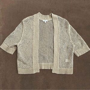 Croft & Barrow Women's Beige Open Knit Cardigan
